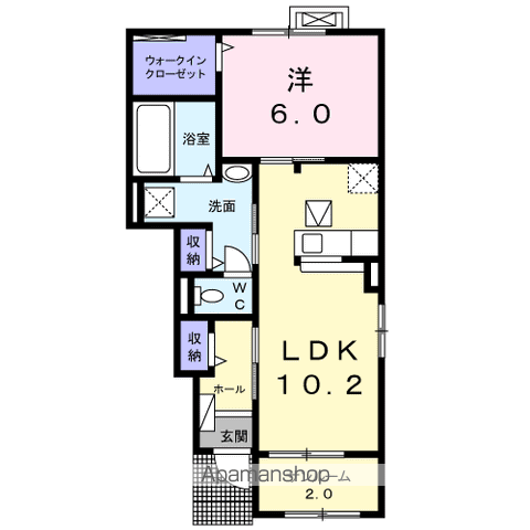 ソレイユK(1LDK/1階)の間取り写真