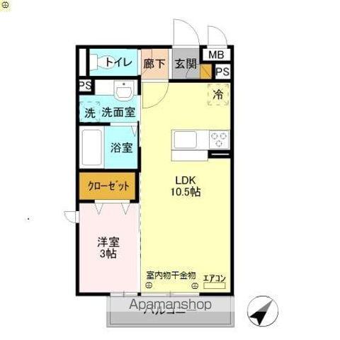 AZALEA(1LDK/2階)の間取り写真