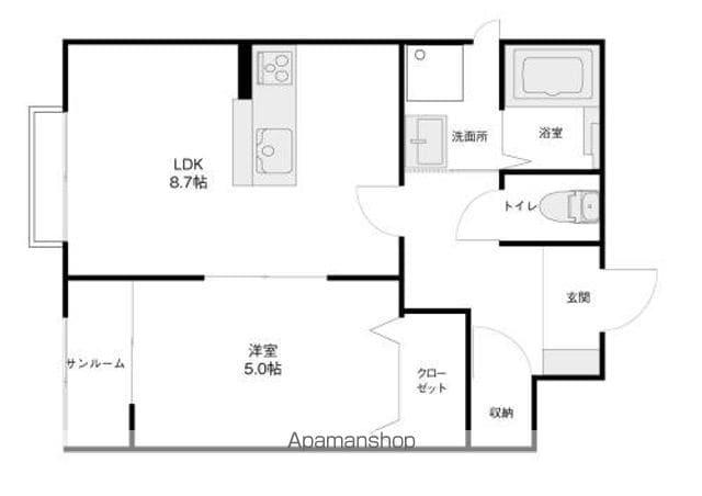 I-ROOM近岡町(1LDK/1階)の間取り写真