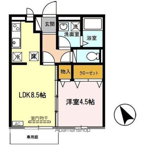 グレースランド・アイ(1LDK/1階)の間取り写真