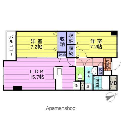 フロンティア高砂(2LDK/4階)の間取り写真