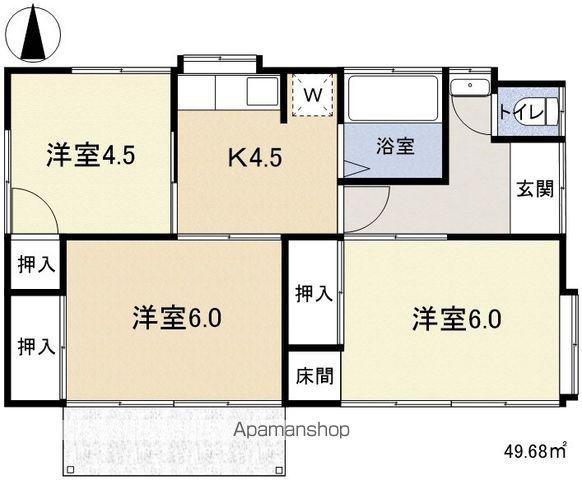 篠ノ井線 松本駅 バス乗車時間：20分 横田バス停で下車 徒歩7分 1階建 築44年(3K)の間取り写真