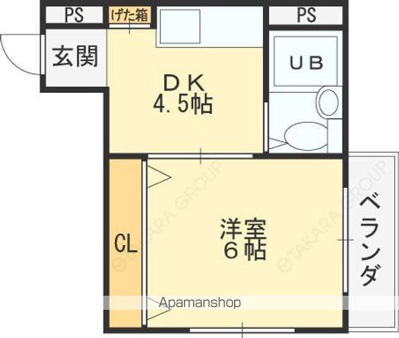 ジュネス菱屋西(1DK/3階)の間取り写真
