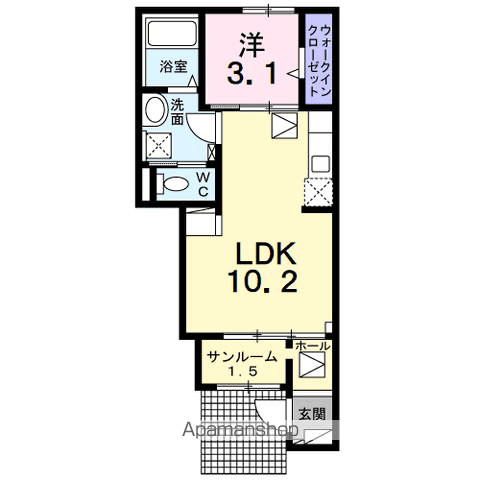 サウス・アデリーヌ(1LDK/1階)の間取り写真