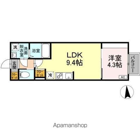 ジオ黒松(1LDK/1階)の間取り写真