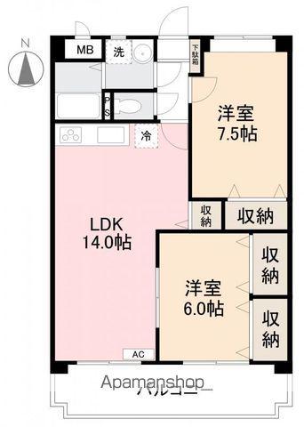 ローザ・クオーレⅠ(2LDK/3階)の間取り写真