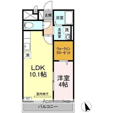 フラワータウン八木山(1LDK/2階)の間取り写真