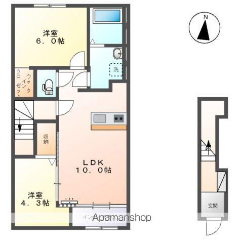 田代新町工事1LDK2LDK(2LDK/2階)の間取り写真