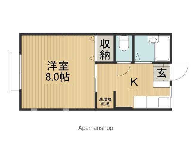 カームフィールズB棟(1K/1階)の間取り写真