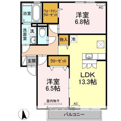 セジュール マホロ A棟(2LDK/1階)の間取り写真