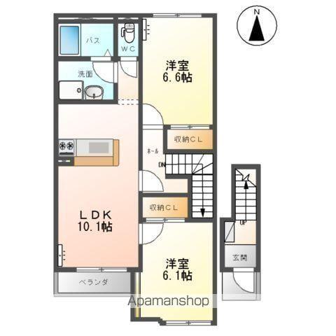 スカイピア(2LDK/2階)の間取り写真