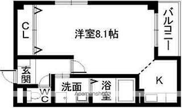 アズ・レイラ(ワンルーム/2階)の間取り写真