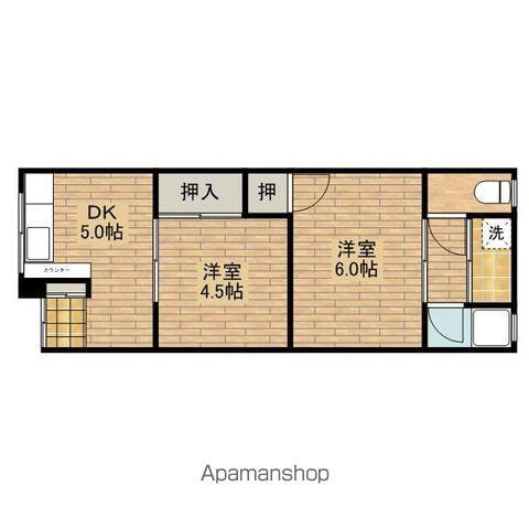 中尾文化(2DK/1階)の間取り写真