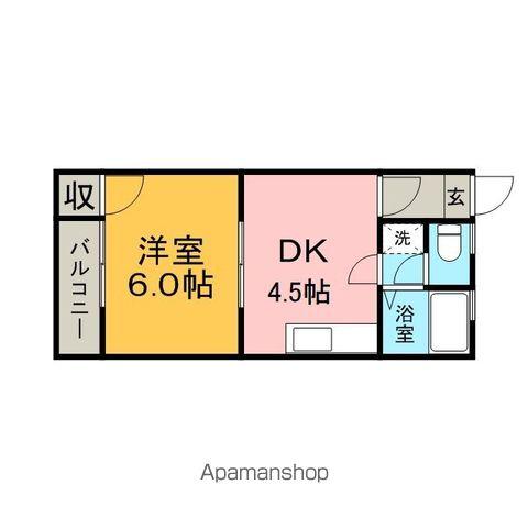 サンライフ三筑(1DK/2階)の間取り写真