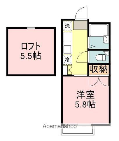ユミハウス(1K/2階)の間取り写真