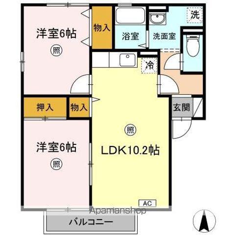 プリムローズDEF(2LDK/2階)の間取り写真