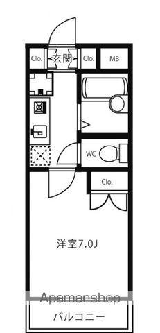 レジディア浦安(1K/4階)の間取り写真