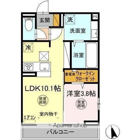 PRIMEURⅢ(1K/2階)の間取り写真
