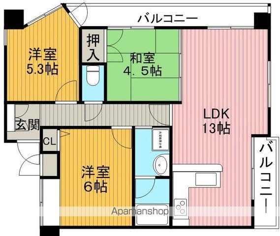セレブコート豊中緑丘(3LDK/1階)の間取り写真