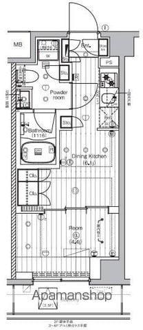 PREMIUM CUBE 王子神谷(1DK/6階)の間取り写真