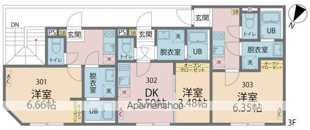 カインドネス西瑞江(1DK/3階)の間取り写真