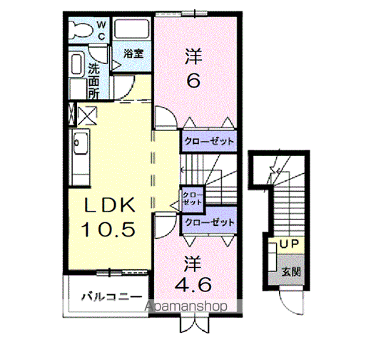 ミニヨンB(2LDK/2階)の間取り写真