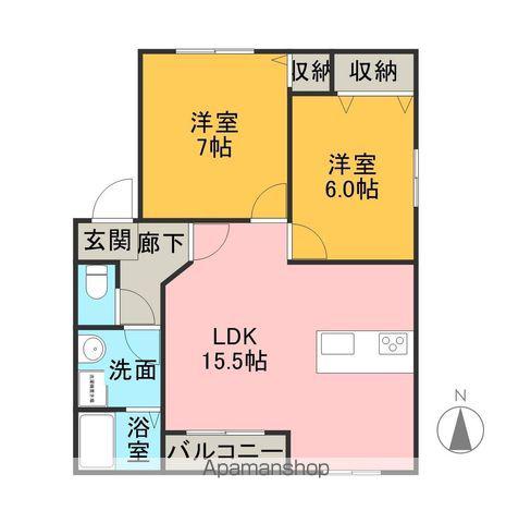 フレシールⅡ(2LDK/2階)の間取り写真