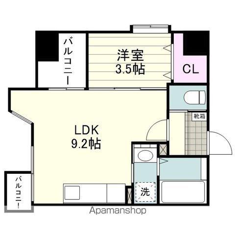 ZERO上之園(1LDK/6階)の間取り写真