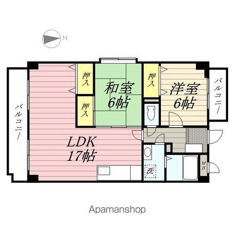 サンシャトーレFUJI(2LDK/6階)の間取り写真