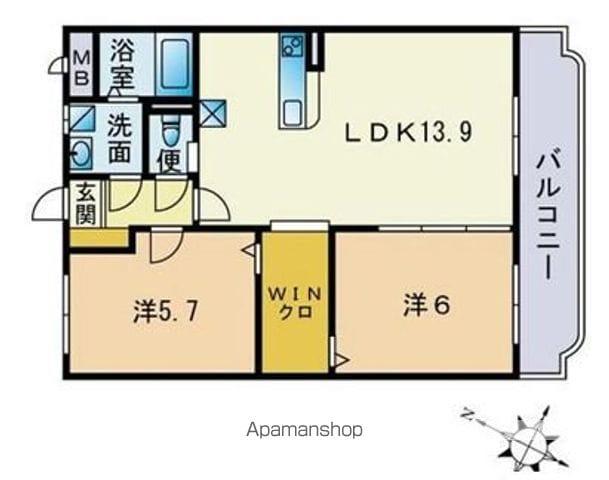 ユーミーリエゾンA棟(2LDK/2階)の間取り写真