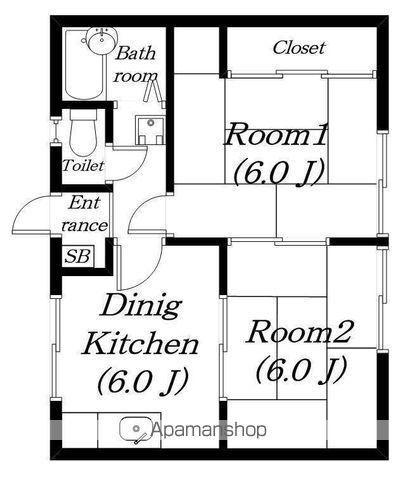 エステート近畿日野A・B(2DK/1階)の間取り写真