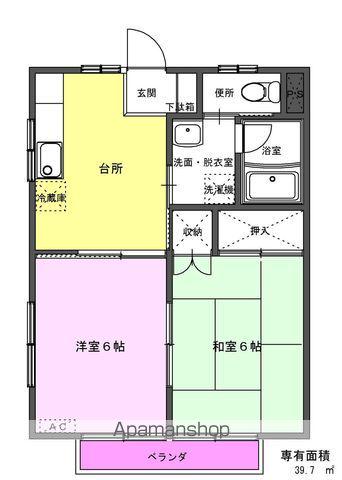 ハイツKAP(2DK/2階)の間取り写真