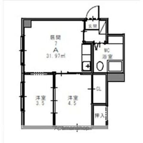 アーバンハイツK-Ⅱ(2DK/1階)の間取り写真