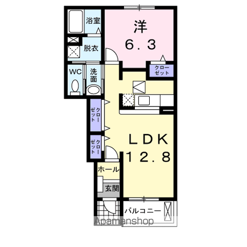 パークサイド前山A(1LDK/1階)の間取り写真