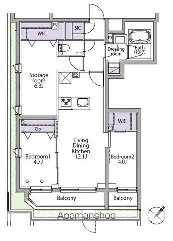 イプセ代々木レジデンス(2SLDK/1階)の間取り写真