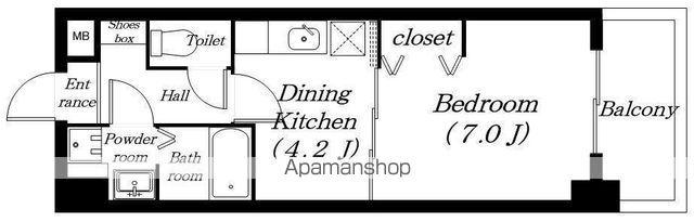 エンゼルプラザウエスト1(1DK/7階)の間取り写真