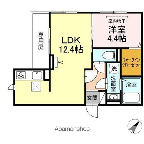 クレストヴェール清水(1LDK/1階)の間取り写真