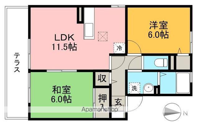 シャンポールⅡ(2LDK/1階)の間取り写真