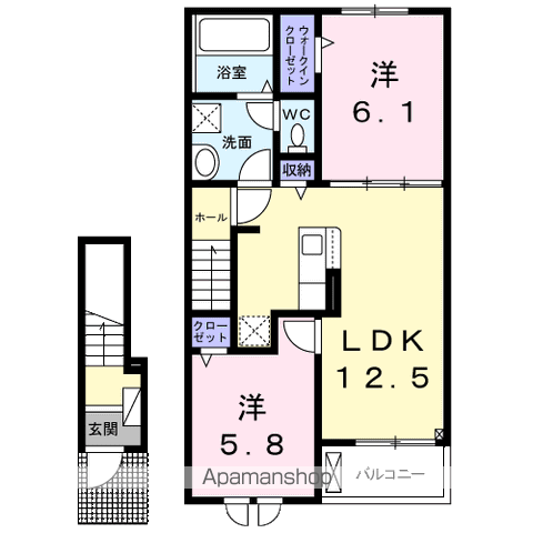 京王電鉄京王線 中河原駅 徒歩23分 2階建 新築(2LDK/2階)の間取り写真