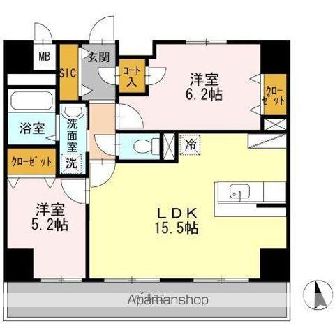 チャコールウッドステージ(2LDK/7階)の間取り写真