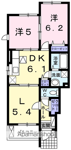 ボヌール・アヴニール 1(2LDK/1階)の間取り写真
