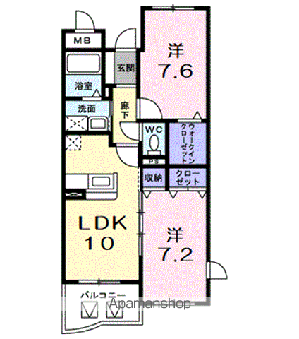 サニーヒル(2LDK/2階)の間取り写真