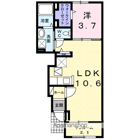 サラブレッド Ⅴ(1LDK/1階)の間取り写真