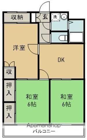ハイランドマンション多田 1号棟(3DK/2階)の間取り写真
