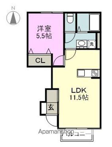 レガードエム(1LDK/1階)の間取り写真