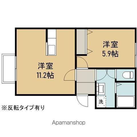 かくぼウエストヒルズB(1LDK/1階)の間取り写真