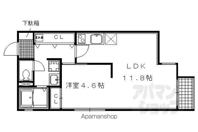 珠光ビル御幸町(1LDK/3階)の間取り写真