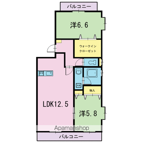 ボー パルテール(2LDK/4階)の間取り写真