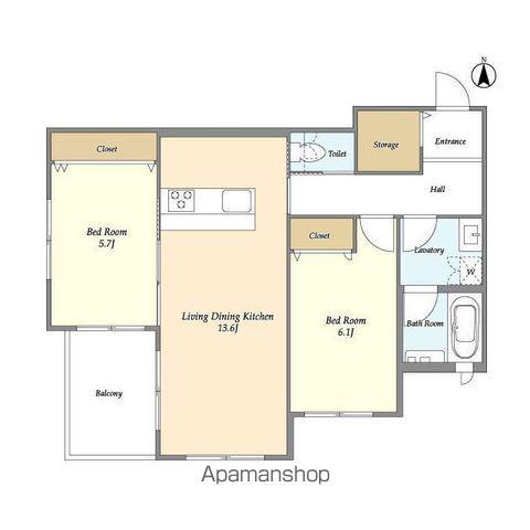 ADORABLEⅡ(2LDK/2階)の間取り写真