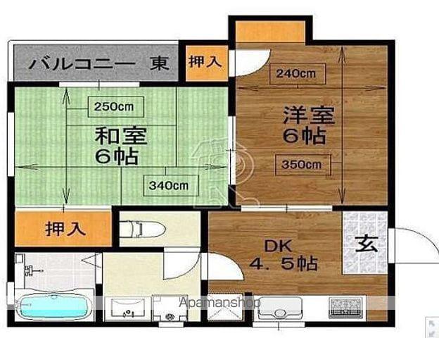 プロスパ6(2DK/1階)の間取り写真